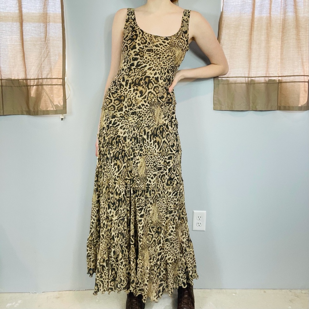 Evan Picone vintage leopard print layered maxi